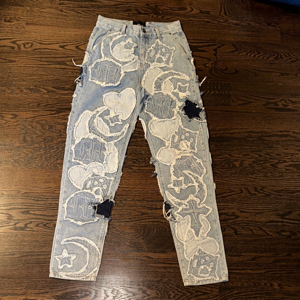 Menace ICONOGRAPHY DENIM PATCH WORK PANTS
